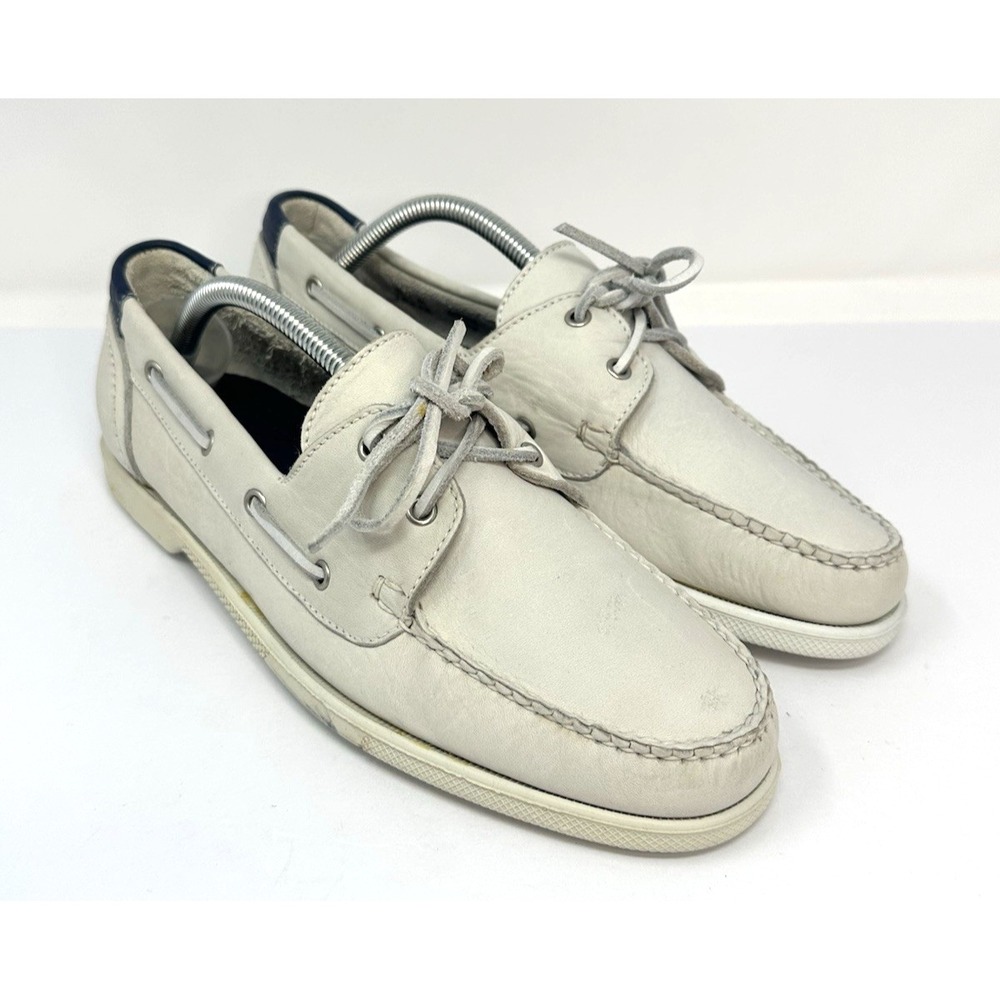 Cole Haan Shoes Mens Size 9 M White Pebbled Leather Boat Shoes Deck Mocs 4948